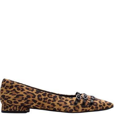 CLARKS WOMENS STRAP POINT TOE SHOE - LEOPARD ANIMAL PRINT